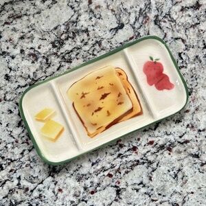 Mid Century Airbrushed Toast and Jam Plate Diner Cottagecore Boho